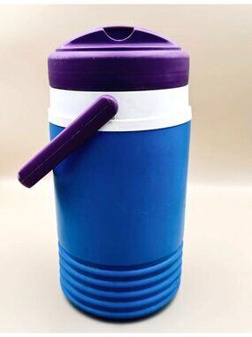 Vintage 1990's Igloo 1/2 Gallon Water Jug Teal Purple Yellow Totally Rad Retro